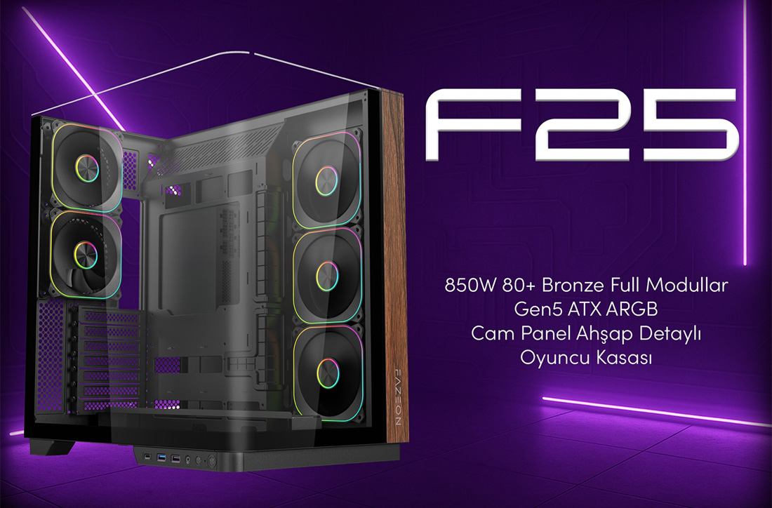 FAZEON F25 Siyah 850W Gaming Kasa
