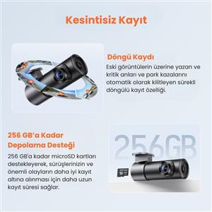 70Mai M310 Plus 2K Araç İçi Ön Kamera (Siyah)