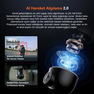 70Mai X800 Omni 360 Derece Dönebilen Araç İçi Kamera (128GB)