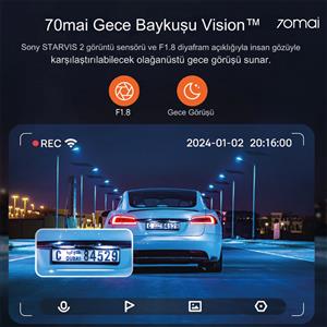 70Mai A810+RC21 Ön ve Arka Araç İçi Kamera Seti