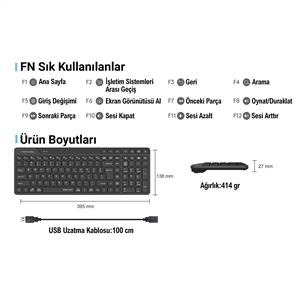 A4TECH FBK27CS AS BLACK BLUETOOTH SESSİZ KLAVYE
