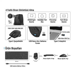 A4TECH FB2800C AIR2 KABLOSUZ KLAVYE MOUSE SET-SİYAH