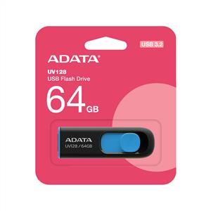 ADATA 64GB UV128 Siyah/Mavi 3.2 USB Bellek