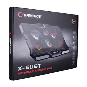 RAMPAGE ADDİSON X-GUST 6 FAN RENKLİ IŞIKLANDIRMALI NOTEBOOK SOĞUTUCU STAND-SİYAH
