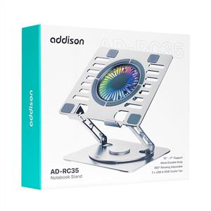 Addison AD-RC35 360 Derece Dönebilen Fanlı RGB Işıklı Metal Laptop Standı