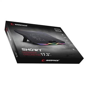 ADDİSON RAMPAGE SHOWY 180MM FAN "15-17" RGB IŞIKLI NOTEBOOK SOĞUTUCU STAND-SİYAH