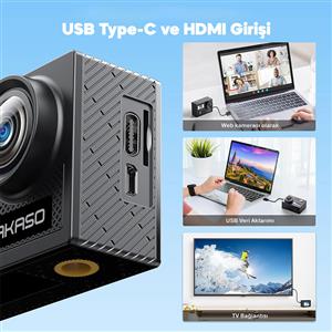Akaso Brave 4 Dual Screens 4K Aksiyon Kamera &  Süper Aksesuar Set