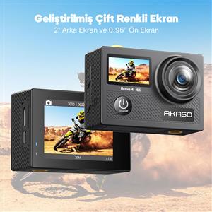 Akaso Brave 4 Dual Screens 4K Aksiyon Kamera &  Süper Aksesuar Set