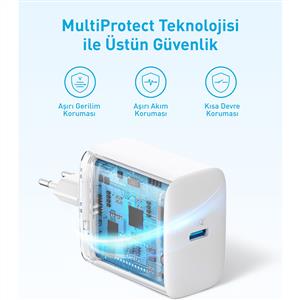 Anker 20W USB C Hızlı Şarj Cihazı - Beyaz