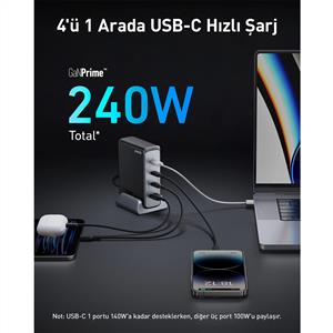 Anker Prime 749 Masaüstü Şarj Cihazı (240W GaN-4 Port)