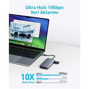 Anker USB-C Hub (7-in-1, Dual Display) - Gri