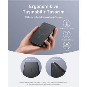 Anker MagGo Magsafe Slim Powerbank 10.000 mAh ( 15W-30W ) - Siyah