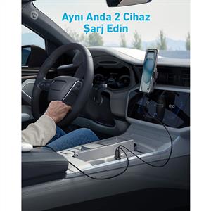 Anker Araç Şarj Cihazı ( 30W , 2 Bağlantı Noktası PowerIQ 3.0 ) - Siyah