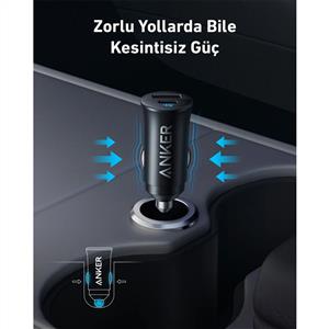 Anker Araç Şarj Cihazı ( 30W , 2 Bağlantı Noktası PowerIQ 3.0 ) - Siyah