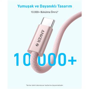 Anker Zolo USB-C to USB-C 240W Örgülü Kablo 1m - Mavi