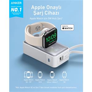 Anker MagGo Power Bank (10K, 35W, Apple Watch Uyumlu) - Beyaz