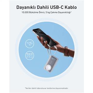 Anker MagGo Power Bank (10K, 35W, Apple Watch Uyumlu) - Beyaz