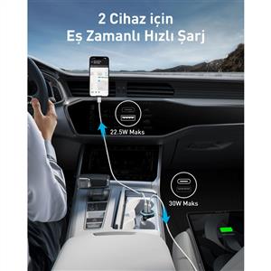 Anker 323 Araç Sarjı 52.5W B2B -  Siyah