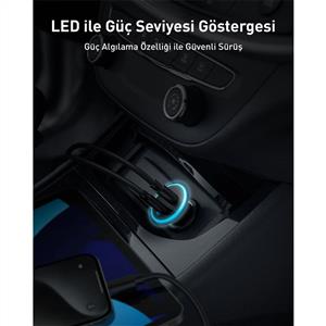 Anker 323 Araç Sarjı 52.5W B2B -  Siyah
