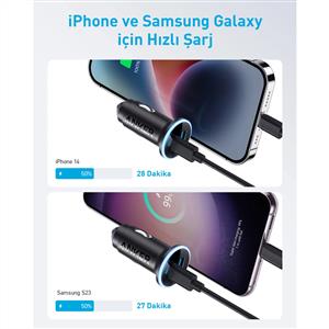 Anker 323 Araç Sarjı 52.5W B2B -  Siyah