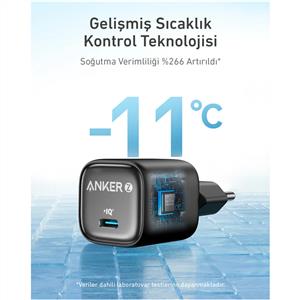 Anker Nano USB C GaN 30W, PD 3.0  PPS Hızlı Şarj Cihazı - Siyah