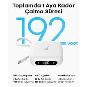 Anker Soundcore P41i Dahili Powerbank Özellikli TWS Kulaklık - Beyaz