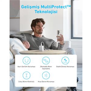 Anker 45W USB-C Şarj Cihazı + C Kablo Beyaz