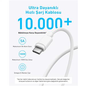 Anker 45W USB-C Şarj Cihazı + C Kablo Beyaz