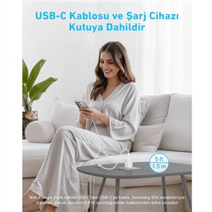 Anker 45W USB-C Şarj Cihazı + C Kablo Beyaz