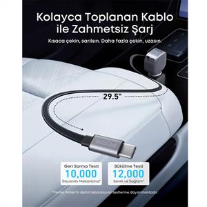 Anker Nano 75W Araç Şarjı ( 1 Usb-C Kablo + 1 Usb-C Port ) - Siyah