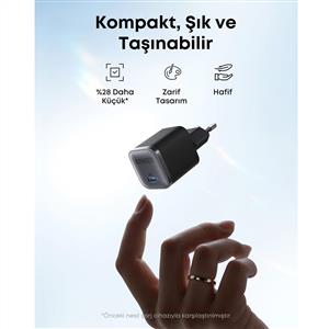 Anker Nano 45w Şarj Cihazı (USB-C Kablo Dahil) - Siyah