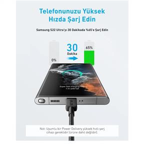 Anker 322 USB-C to C 60w Kablo 1,8 m - Siyah