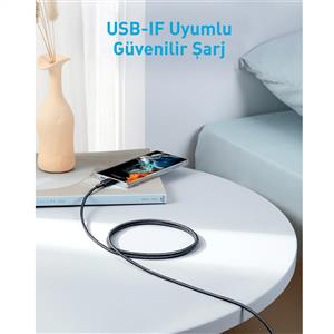 Anker 322 USB-C to C 60w Kablo 1,8 m - Siyah
