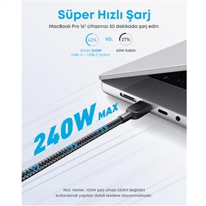 Anker Usb-C to Usb-C 1,8m 240w Kablo - Siyah