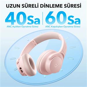 Anker SoundCore Life Q20i Kulak Üstü Bluetooth Kulaklık - Pembe