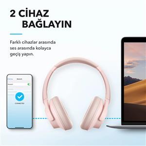Anker SoundCore Life Q20i Kulak Üstü Bluetooth Kulaklık - Pembe
