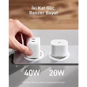ANKER 521 Nano Pro Şarj Aleti 40W USB-C - Beyaz