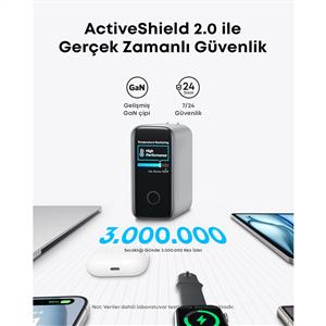 ANKER Şarj Aleti 140W, 4-Port, PD 3.1 ( Usb-C Kablo ile ) -  Koyu Gri
