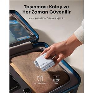 ANKER Şarj Aleti 140W, 4-Port, PD 3.1 ( Usb-C Kablo ile ) -  Koyu Gri