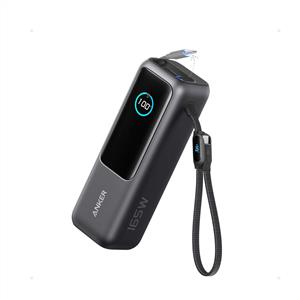 Anker Power Bank (25K, 165W, Built-In USB-C and Retractable Cable) Black