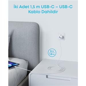 Anker 20W Şarj Aleti ( 2 Portlu ) - Beyaz