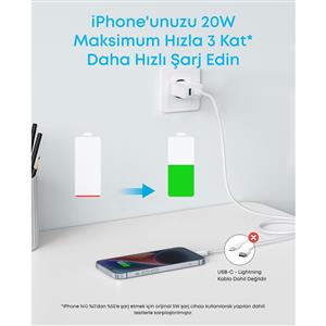 Anker 20W Şarj Aleti ( 2 Portlu ) - Beyaz