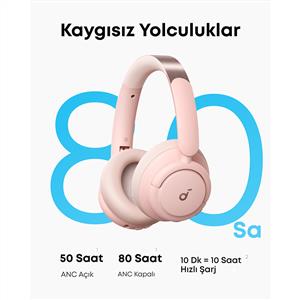 Anker SoundCore Life Q30 Kulak Üstü Bluetooth Kulaklık- Pembe