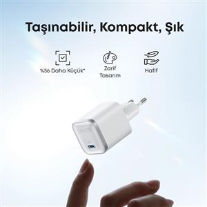 ANKER Nano Şarj Aleti 45W ( Usb-C Kablo Dahil ) - Beyaz