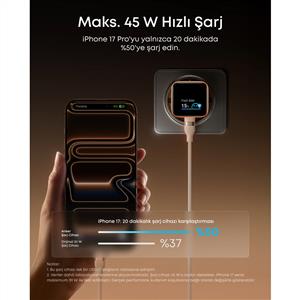 ANKER Nano Şarj Aleti 45W ( Usb-C Kablo Dahil ) - Siyah
