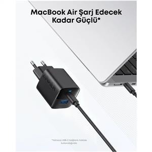Anker 323 33w Şarj Adaptörü ( 1 Usb-c + 1 Usb ) - Siyah