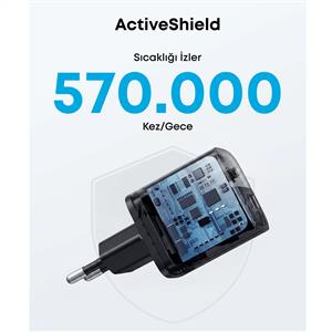 Anker 323 33w Şarj Adaptörü ( 1 Usb-c + 1 Usb ) - Siyah