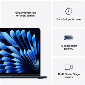 MacBook Air MW123TU/A M4 16Gb-256Gb Ssd-Liquid Retina-13.6inc-Gece Yarısı