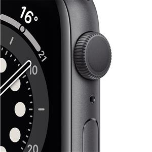 Apple Watch Series 6 GPS, 44mm Space Gray Aluminium Case with Black Sport Band