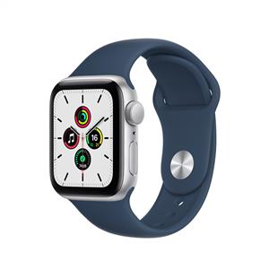 Apple Watch SE GPS, 44mm Silver Aluminium Case with Abyss Blue Sport Band